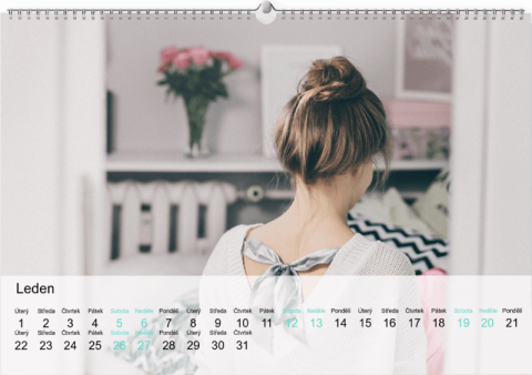 Jednoduchý design, nástěnný měsíční kalendář jednostranný, A3 na šířku