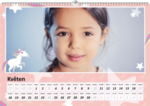 Dětský motiv, nástěnný měsíční kalendář jednostranný, A3 na šířku